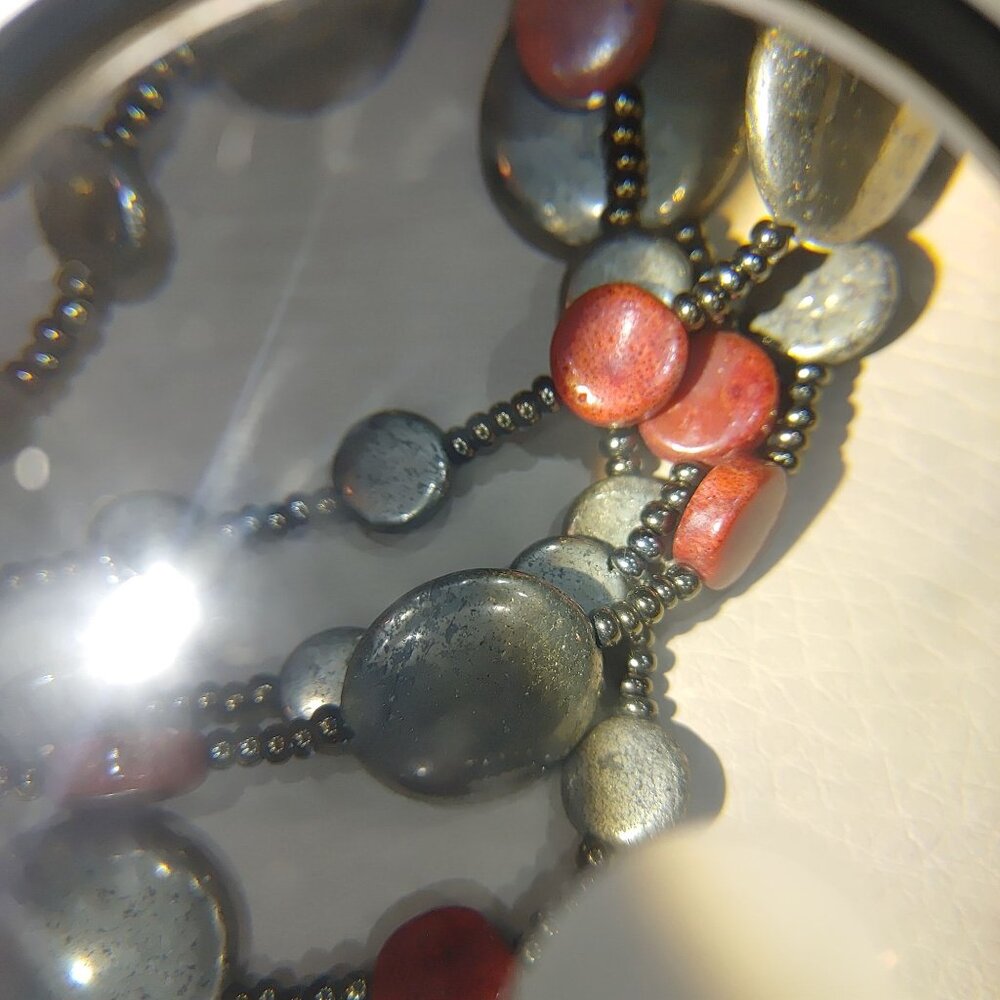 Sterling Silver Natural Stone Necklace Red Jasper or Coral stamped 925 - Picture 13 of 13